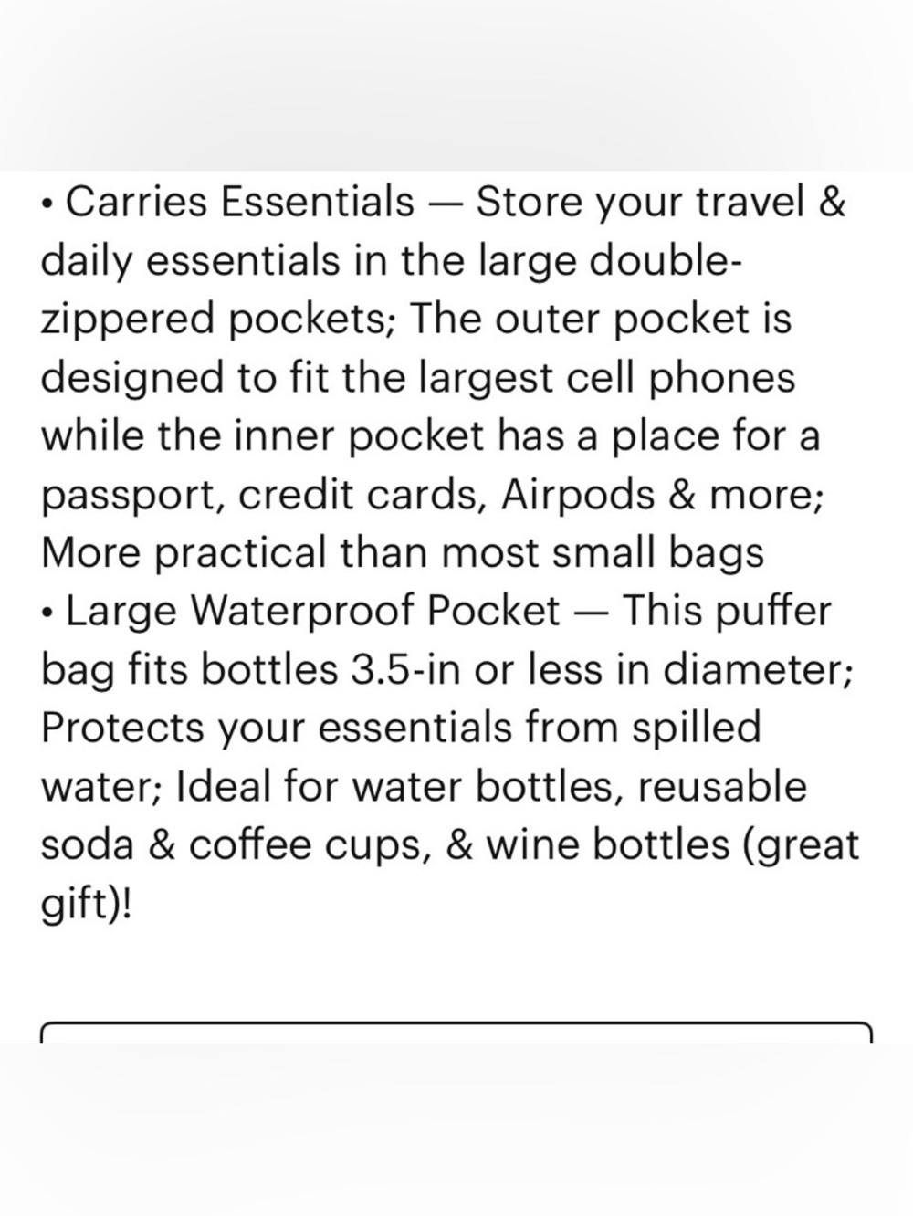 NWT•Wanderfull Hydro Bag•Shiny Black Quilted Sling Belt Bag•Missing Strap - Picture 7 of 7